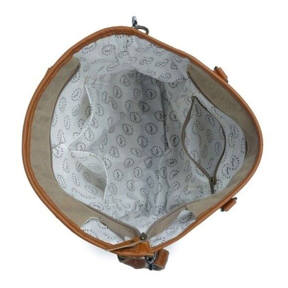 Myra Bag Handmade Perfect Tote Bag Upcycled Canvas & Cowhide Leather - Picture 7 of 9